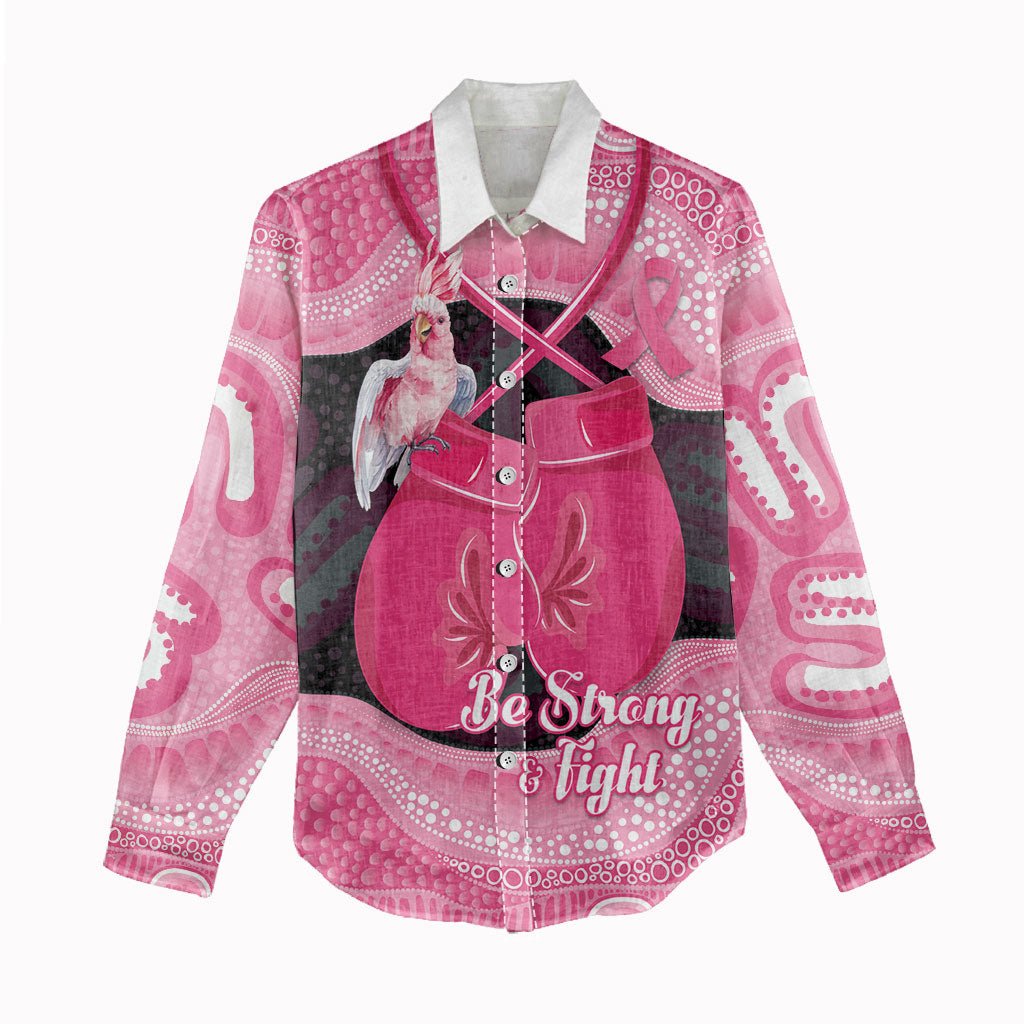 Personalised Australia Breast Cancer Awareness Women Casual Shirt Pink Cockatoo Fight Boxing Gloves Aboriginal Art