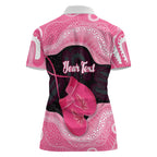 Personalised Australia Breast Cancer Awareness Women Polo Shirt Pink Cockatoo Fight Boxing Gloves Aboriginal Art