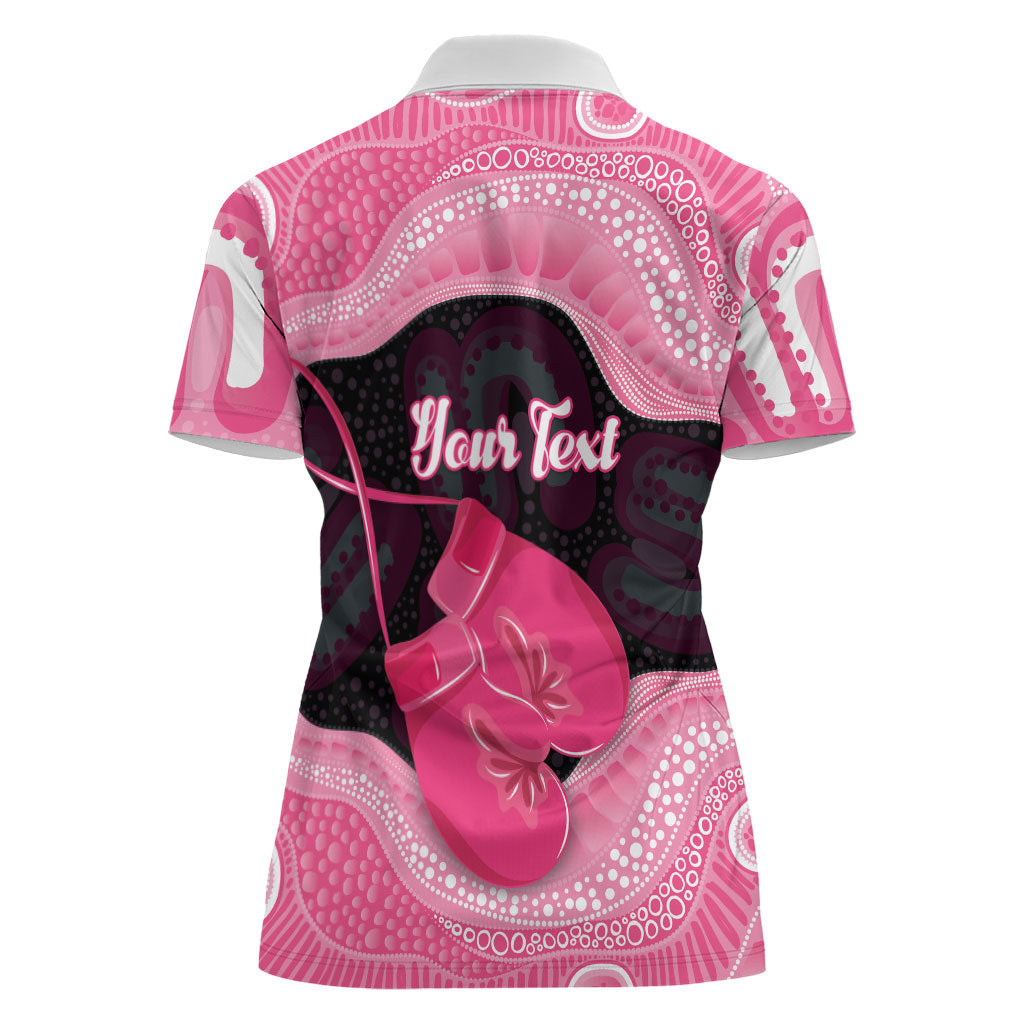 Personalised Australia Breast Cancer Awareness Women Polo Shirt Pink Cockatoo Fight Boxing Gloves Aboriginal Art