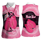 Personalised Australia Breast Cancer Awareness Women Sleeveless Polo Shirt Pink Cockatoo Fight Boxing Gloves Aboriginal Art