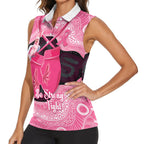 Personalised Australia Breast Cancer Awareness Women Sleeveless Polo Shirt Pink Cockatoo Fight Boxing Gloves Aboriginal Art