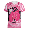 Personalised Australia Breast Cancer Awareness Women V-Neck T-Shirt Pink Cockatoo Fight Boxing Gloves Aboriginal Art