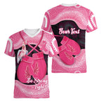Personalised Australia Breast Cancer Awareness Women V-Neck T-Shirt Pink Cockatoo Fight Boxing Gloves Aboriginal Art