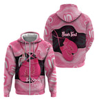 Personalised Australia Breast Cancer Awareness Zip Hoodie Pink Cockatoo Fight Boxing Gloves Aboriginal Art