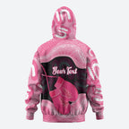 Personalised Australia Breast Cancer Awareness Zip Hoodie Pink Cockatoo Fight Boxing Gloves Aboriginal Art