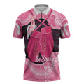 Personalised Australia Breast Cancer Awareness Zipper Polo Shirt Pink Cockatoo Fight Boxing Gloves Aboriginal Art