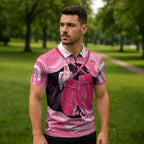 Personalised Australia Breast Cancer Awareness Zipper Polo Shirt Pink Cockatoo Fight Boxing Gloves Aboriginal Art