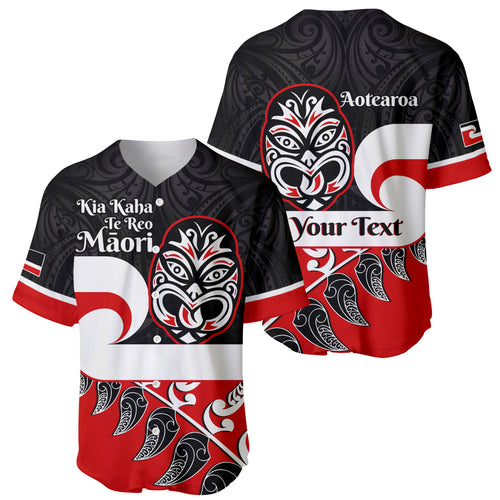 Personalised Te Reo Maori New Zealand Baseball Jersey Kia Haka Maori Fern With Tino Rangatiratanga LT14