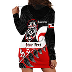 Personalised Te Reo Maori New Zealand Hoodie Dress Kia Haka Maori Fern With Tino Rangatiratanga LT14