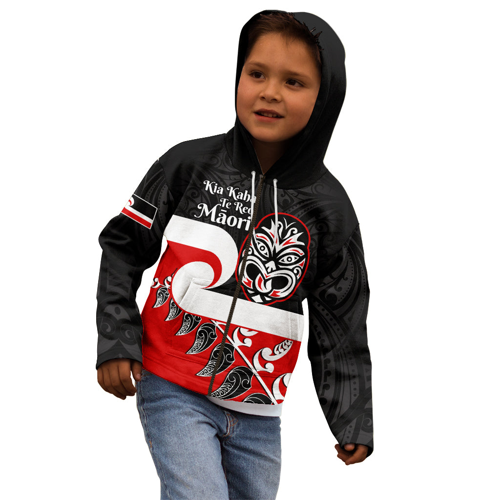 Personalised Te Reo Maori New Zealand Kid Hoodie Kia Haka Maori Fern With Tino Rangatiratanga LT14