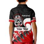 Personalised Te Reo Maori New Zealand Kid Polo Shirt Kia Haka Maori Fern With Tino Rangatiratanga LT14