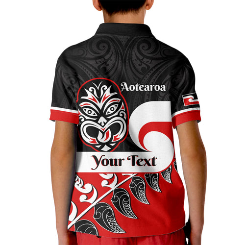 Personalised Te Reo Maori New Zealand Kid Polo Shirt Kia Haka Maori Fern With Tino Rangatiratanga LT14