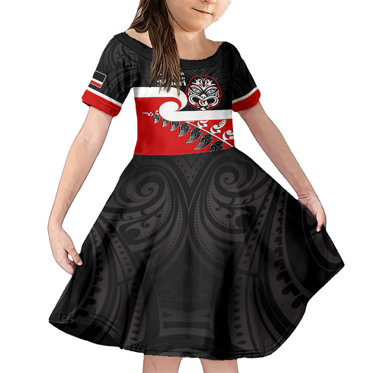 Personalised Te Reo Maori New Zealand Kid Short Sleeve Dress Kia Haka Maori Fern With Tino Rangatiratanga LT14