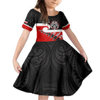 Personalised Te Reo Maori New Zealand Kid Short Sleeve Dress Kia Haka Maori Fern With Tino Rangatiratanga LT14