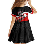 Personalised Te Reo Maori New Zealand Kid Short Sleeve Dress Kia Haka Maori Fern With Tino Rangatiratanga LT14