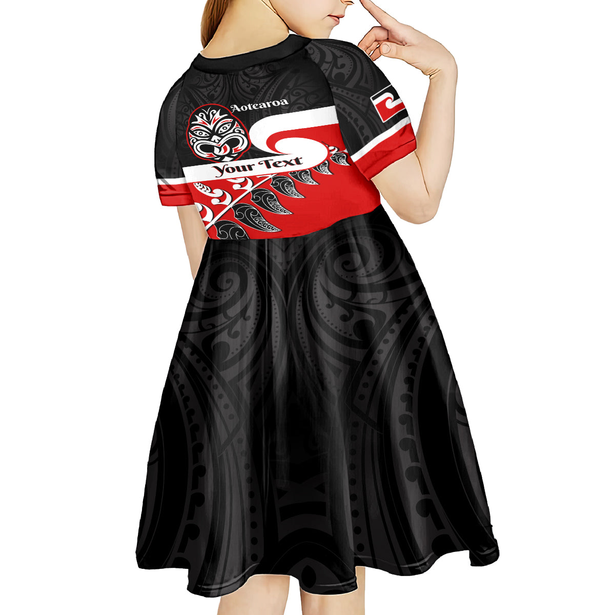 Personalised Te Reo Maori New Zealand Kid Short Sleeve Dress Kia Haka Maori Fern With Tino Rangatiratanga LT14