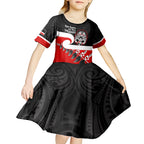 Personalised Te Reo Maori New Zealand Kid Short Sleeve Dress Kia Haka Maori Fern With Tino Rangatiratanga LT14