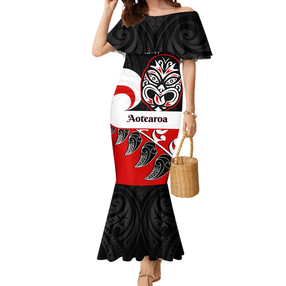 Personalised Te Reo Maori New Zealand Mermaid Dress Kia Haka Maori Fern With Tino Rangatiratanga LT14