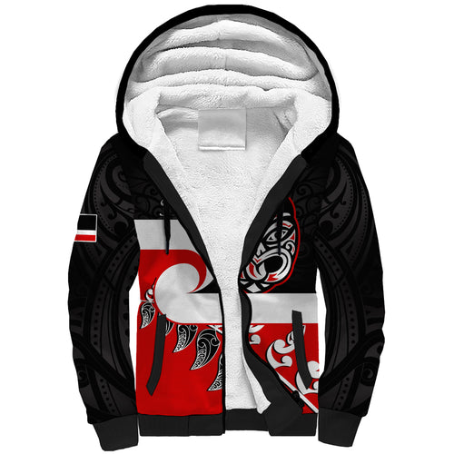 Personalised Te Reo Maori New Zealand Sherpa Hoodie Kia Haka Maori Fern With Tino Rangatiratanga LT14