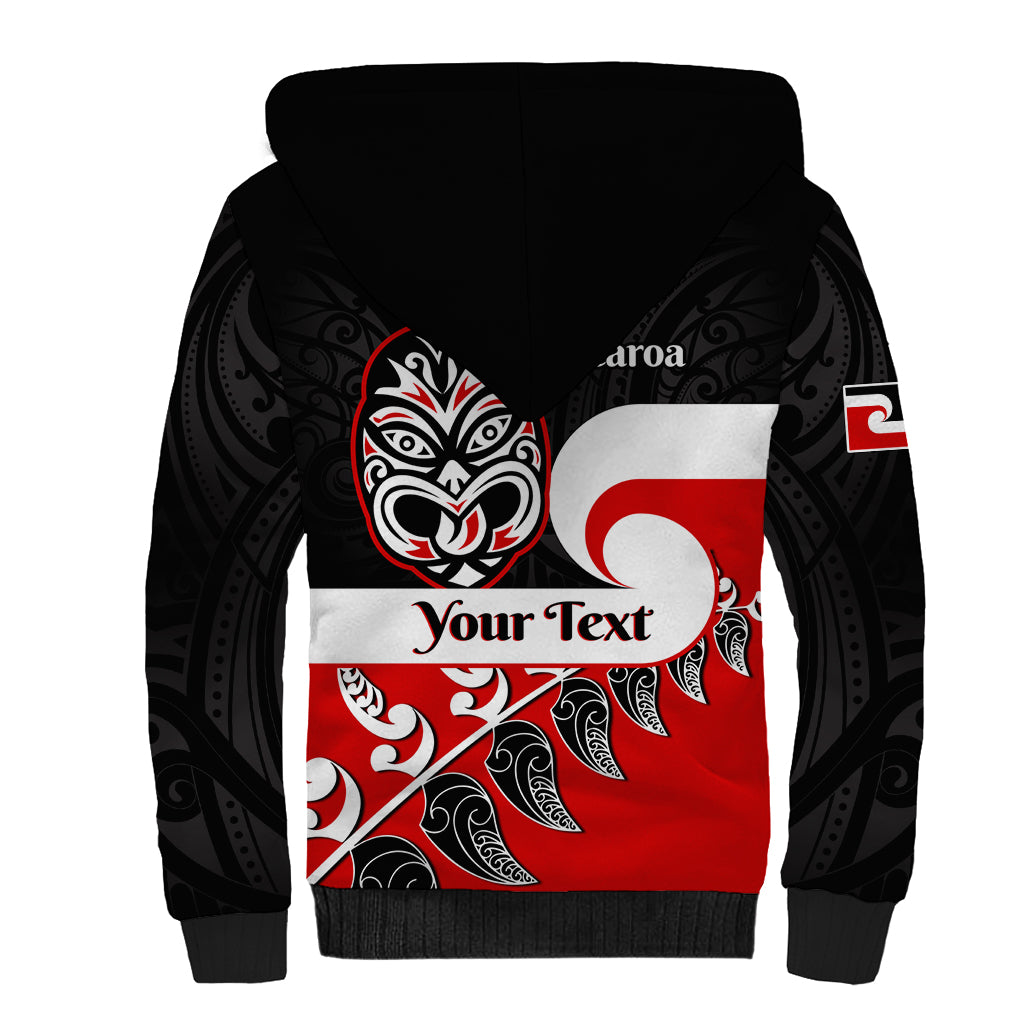 Personalised Te Reo Maori New Zealand Sherpa Hoodie Kia Haka Maori Fern With Tino Rangatiratanga LT14
