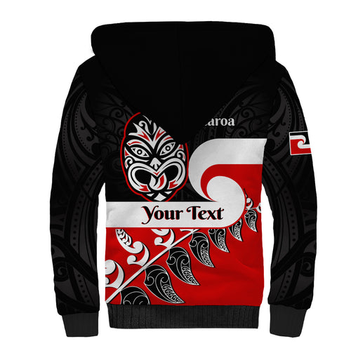 Personalised Te Reo Maori New Zealand Sherpa Hoodie Kia Haka Maori Fern With Tino Rangatiratanga LT14