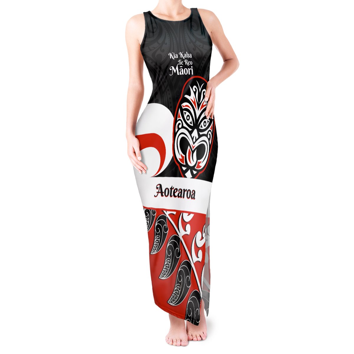 Personalised Te Reo Maori New Zealand Tank Maxi Dress Kia Haka Maori Fern With Tino Rangatiratanga LT14