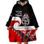 Personalised Te Reo Maori New Zealand Wearable Blanket Hoodie Kia Haka Maori Fern With Tino Rangatiratanga LT14