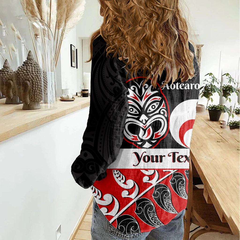 Personalised Te Reo Maori New Zealand Women Casual Shirt Kia Haka Maori Fern With Tino Rangatiratanga LT14