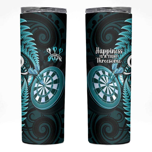 New Zealand Darts Skinny Tumbler Happiness Is A Tight Threesome Maori Turquoise