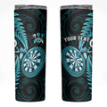 Personalised New Zealand Darts Skinny Tumbler Happiness Is A Tight Threesome Maori Turquoise