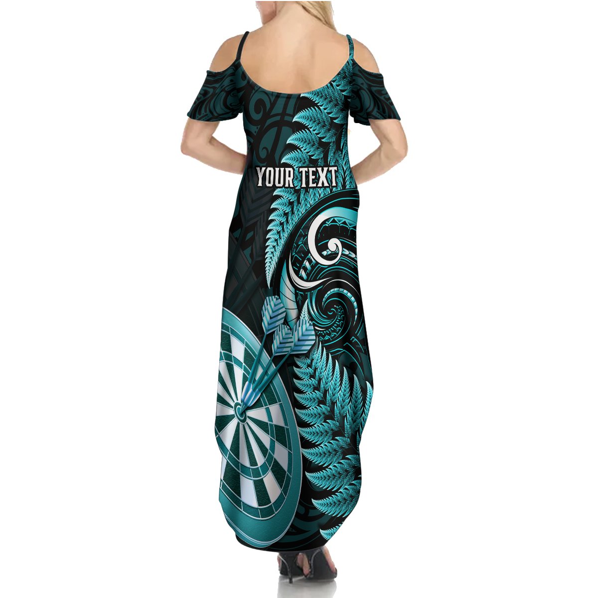 personalised-new-zealand-darts-summer-maxi-dress-happiness-is-a-tight-threesome-maori-turquoise