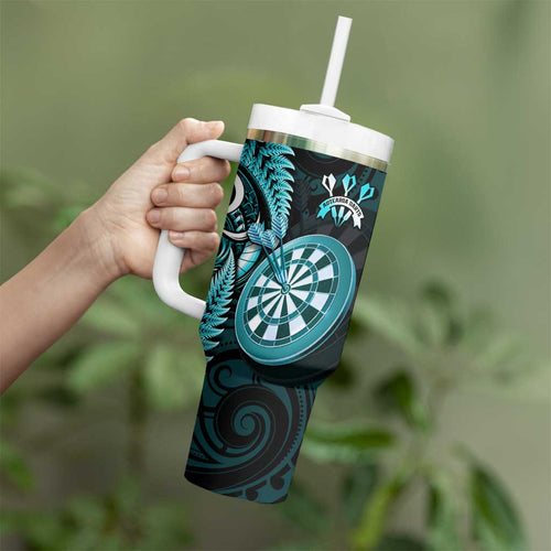 Personalised New Zealand Darts Tumbler With Handle Happiness Is A Tight Threesome Maori Turquoise