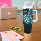 Personalised New Zealand Darts Tumbler With Handle Happiness Is A Tight Threesome Maori Turquoise