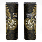 New Zealand Darts Skinny Tumbler Happiness Is A Tight Threesome Maori Gold