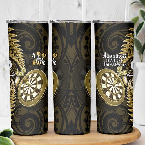 New Zealand Darts Skinny Tumbler Happiness Is A Tight Threesome Maori Gold