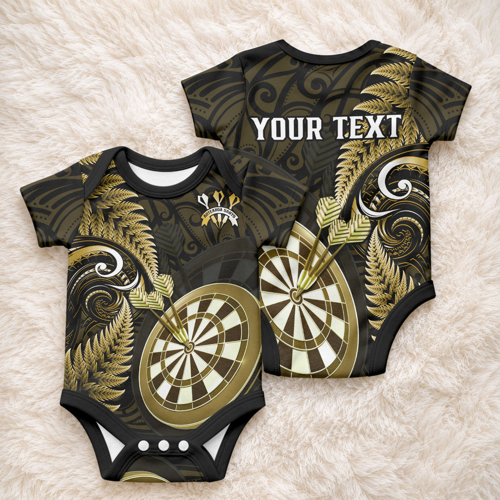 Personalised New Zealand Darts Baby Onesie Happiness Is A Tight Threesome Maori Gold