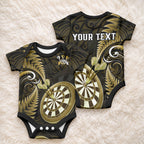Personalised New Zealand Darts Baby Onesie Happiness Is A Tight Threesome Maori Gold