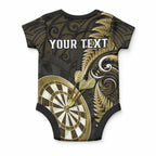Personalised New Zealand Darts Baby Onesie Happiness Is A Tight Threesome Maori Gold
