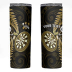 Personalised New Zealand Darts Skinny Tumbler Happiness Is A Tight Threesome Maori Gold