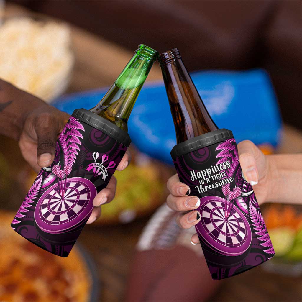 New Zealand Darts 4 in 1 Can Cooler Tumbler Happiness Is A Tight Threesome Maori Pink