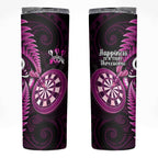 New Zealand Darts Skinny Tumbler Happiness Is A Tight Threesome Maori Pink