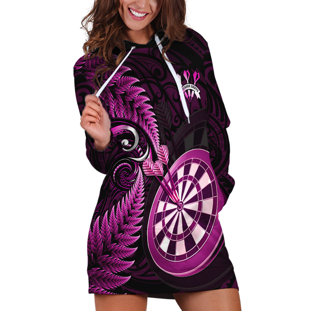 personalised-new-zealand-darts-hoodie-dress-happiness-is-a-tight-threesome-maori-pink
