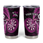 Personalised New Zealand Darts Tumbler Cup Happiness Is A Tight Threesome Maori Pink