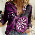 personalised-new-zealand-darts-women-casual-shirt-happiness-is-a-tight-threesome-maori-pink