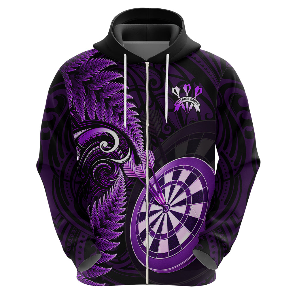 personalised-new-zealand-darts-hoodie-happiness-is-a-tight-threesome-maori-purple