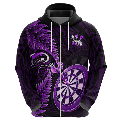 personalised-new-zealand-darts-hoodie-happiness-is-a-tight-threesome-maori-purple