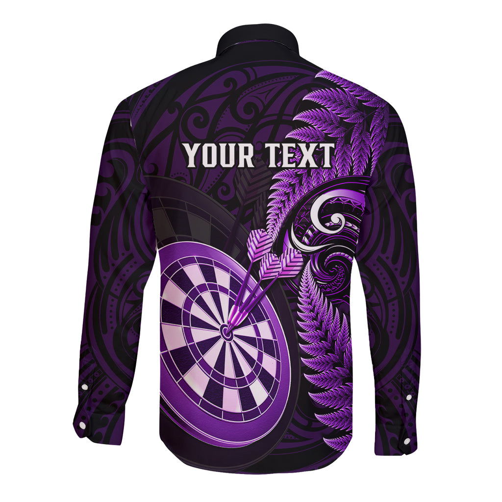 personalised-new-zealand-darts-long-sleeve-button-shirt-happiness-is-a-tight-threesome-maori-purple