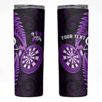 Personalised New Zealand Darts Skinny Tumbler Happiness Is A Tight Threesome Maori Purple