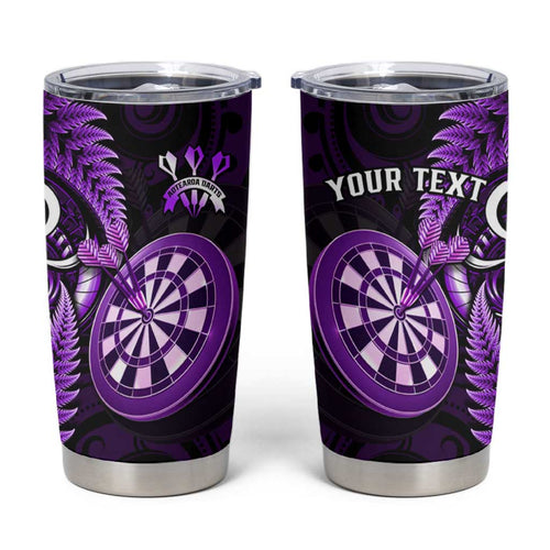 Personalised New Zealand Darts Tumbler Cup Happiness Is A Tight Threesome Maori Purple