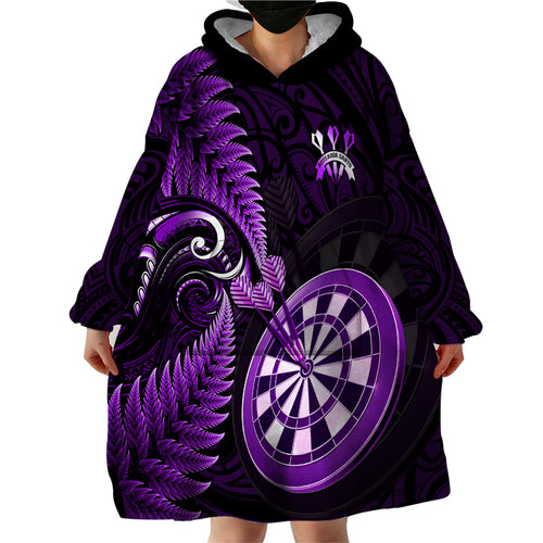 personalised-new-zealand-darts-wearable-blanket-hoodie-happiness-is-a-tight-threesome-maori-purple